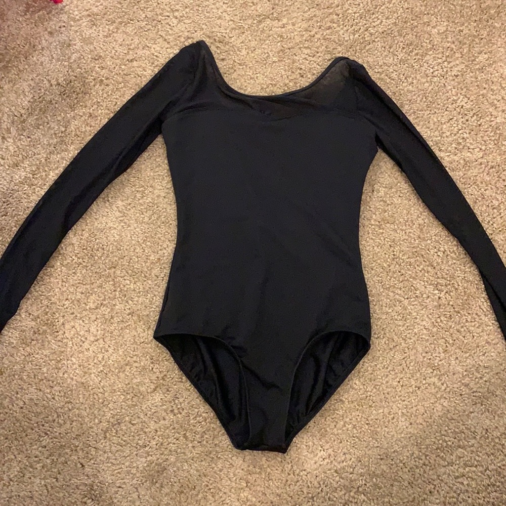 NWOT Black nylon and mesh leotard - M